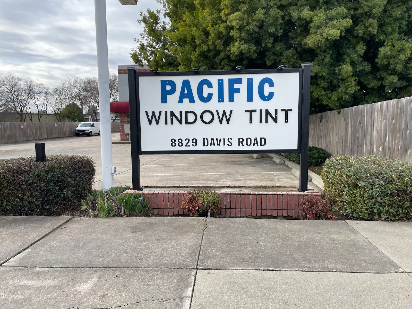 Pacific Window Tint sign on Davis Road
